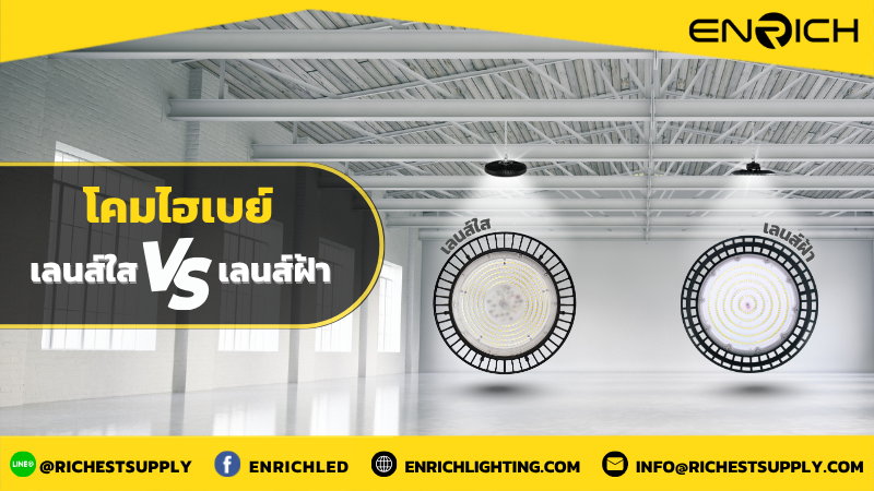 เปรียบเทียบความต่างของเลนส์ใสและเลนส์ฝ้าในโคมไฮเบย์ LED